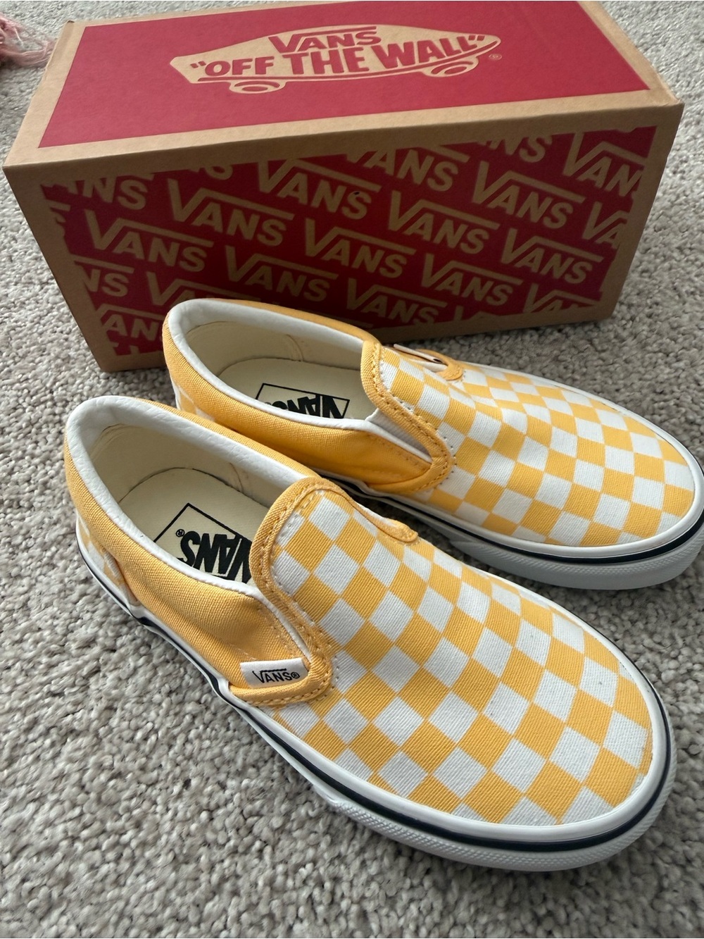 Vans Kids Checkerboard Slip-On Sneakers - Yellow/White